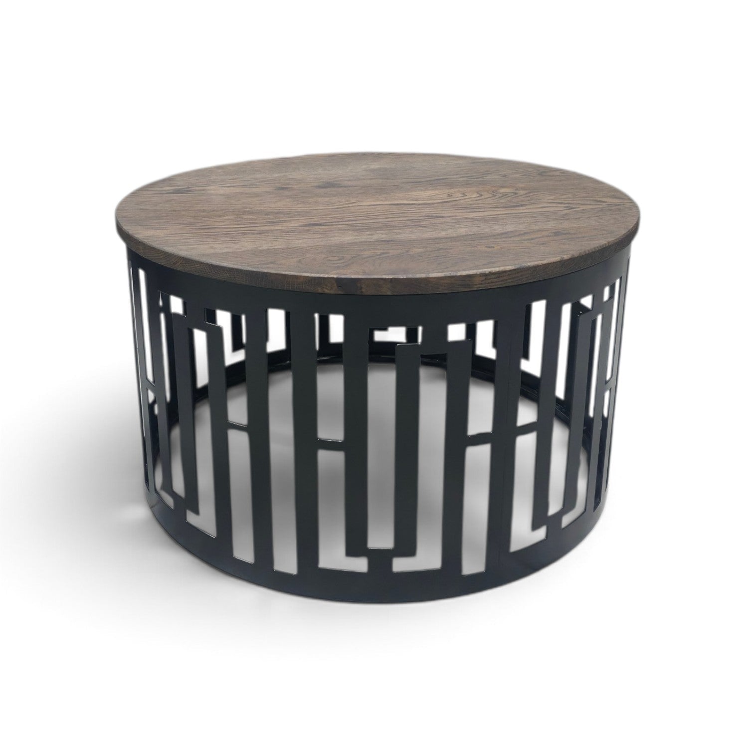 Coffee table round laser cut out oak top