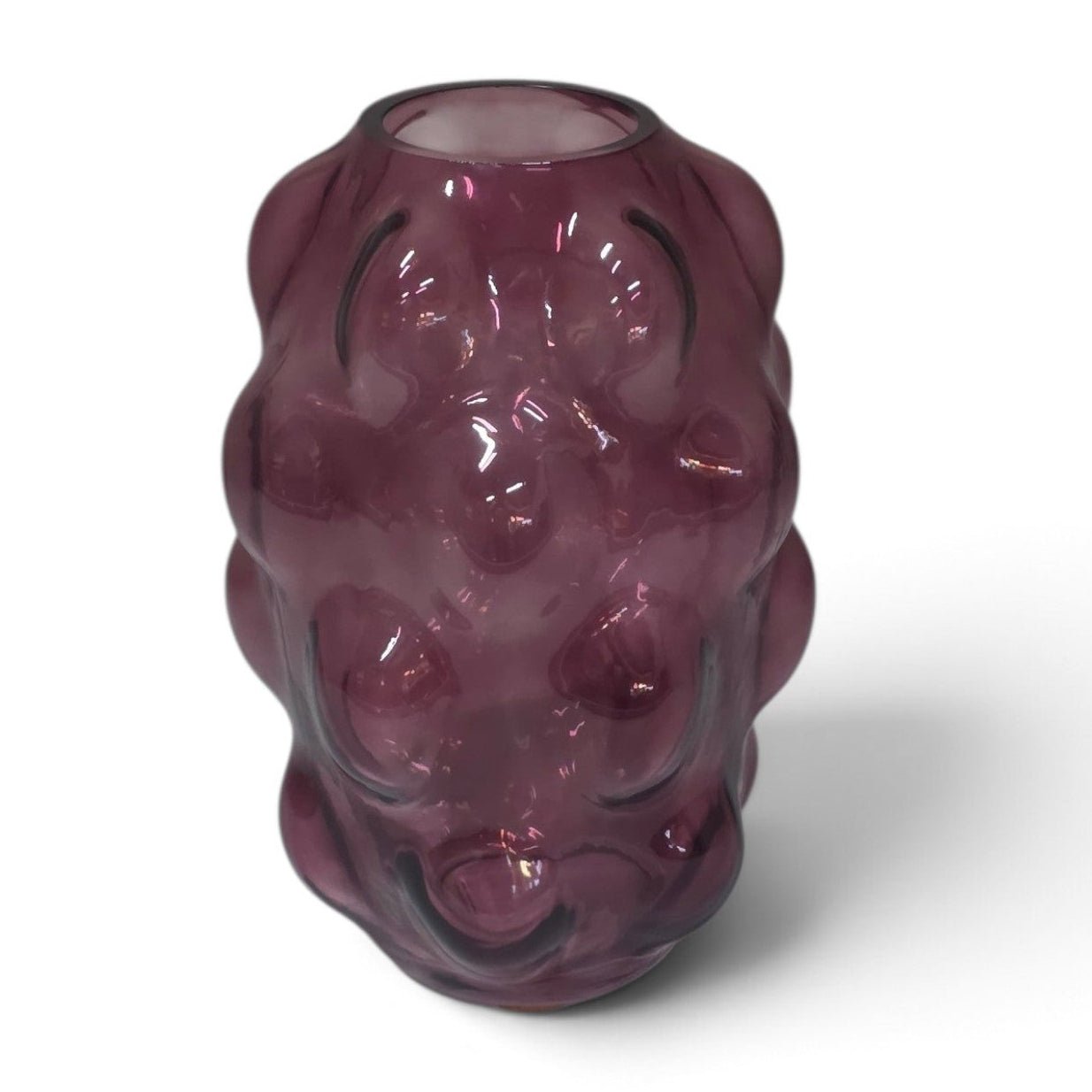 Cranberry dimple glass vase