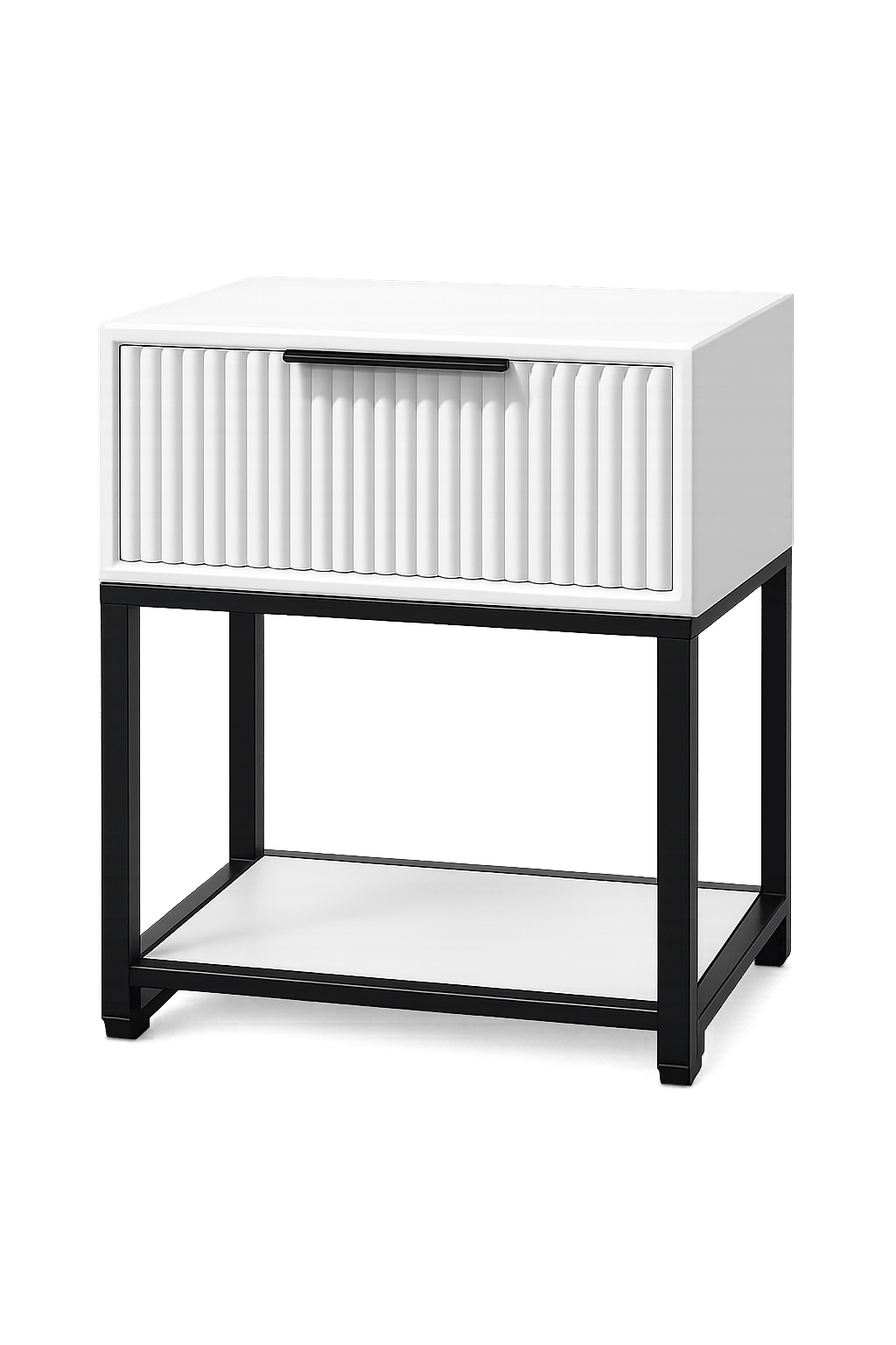Fluted pedestal one drawer and shelve