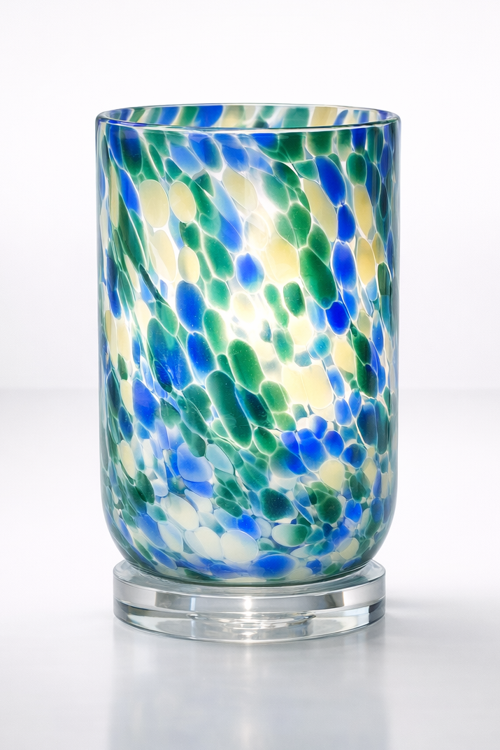 Blue and  green mottled glass table lamp