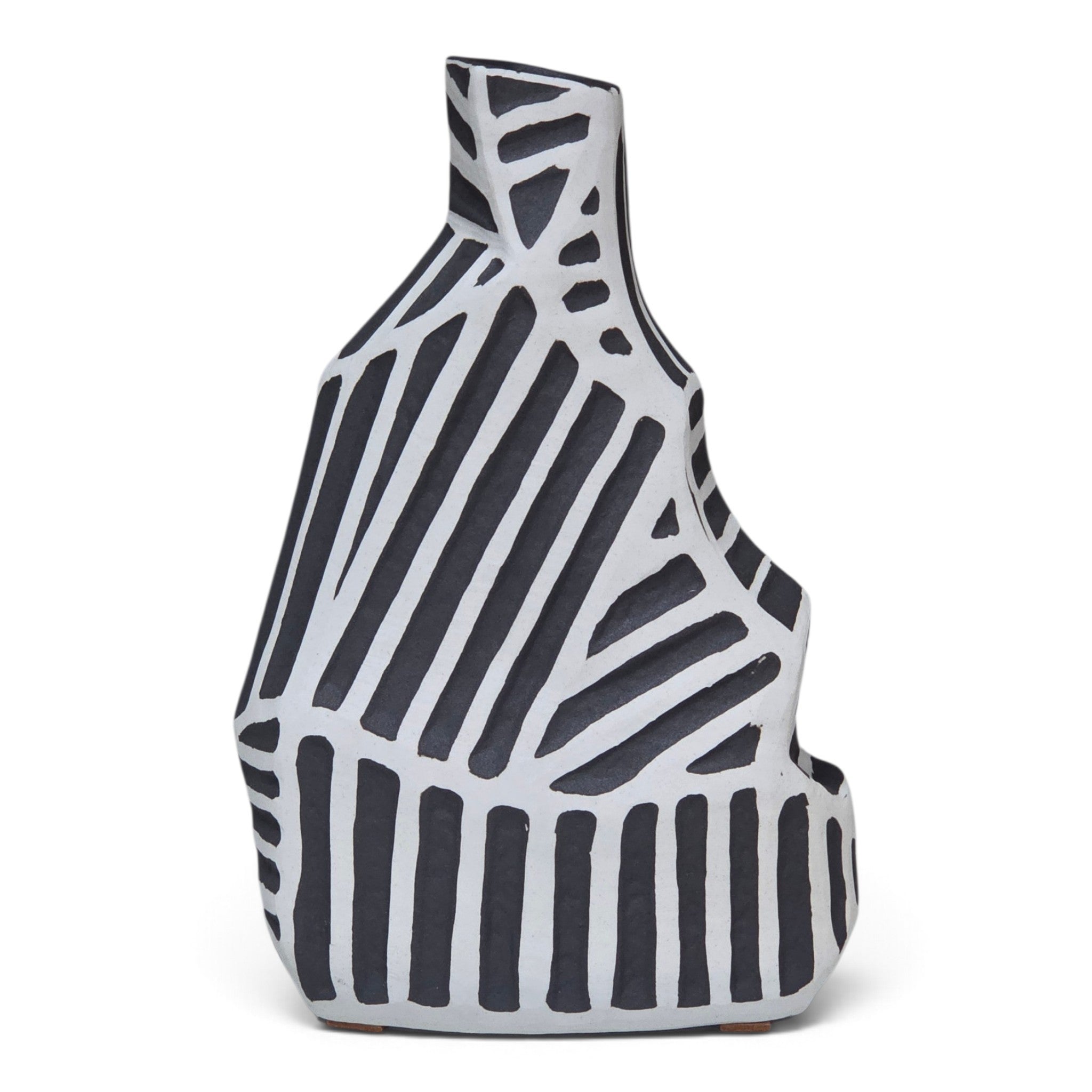 Kyro geometric vase in matte chalk and charcoal