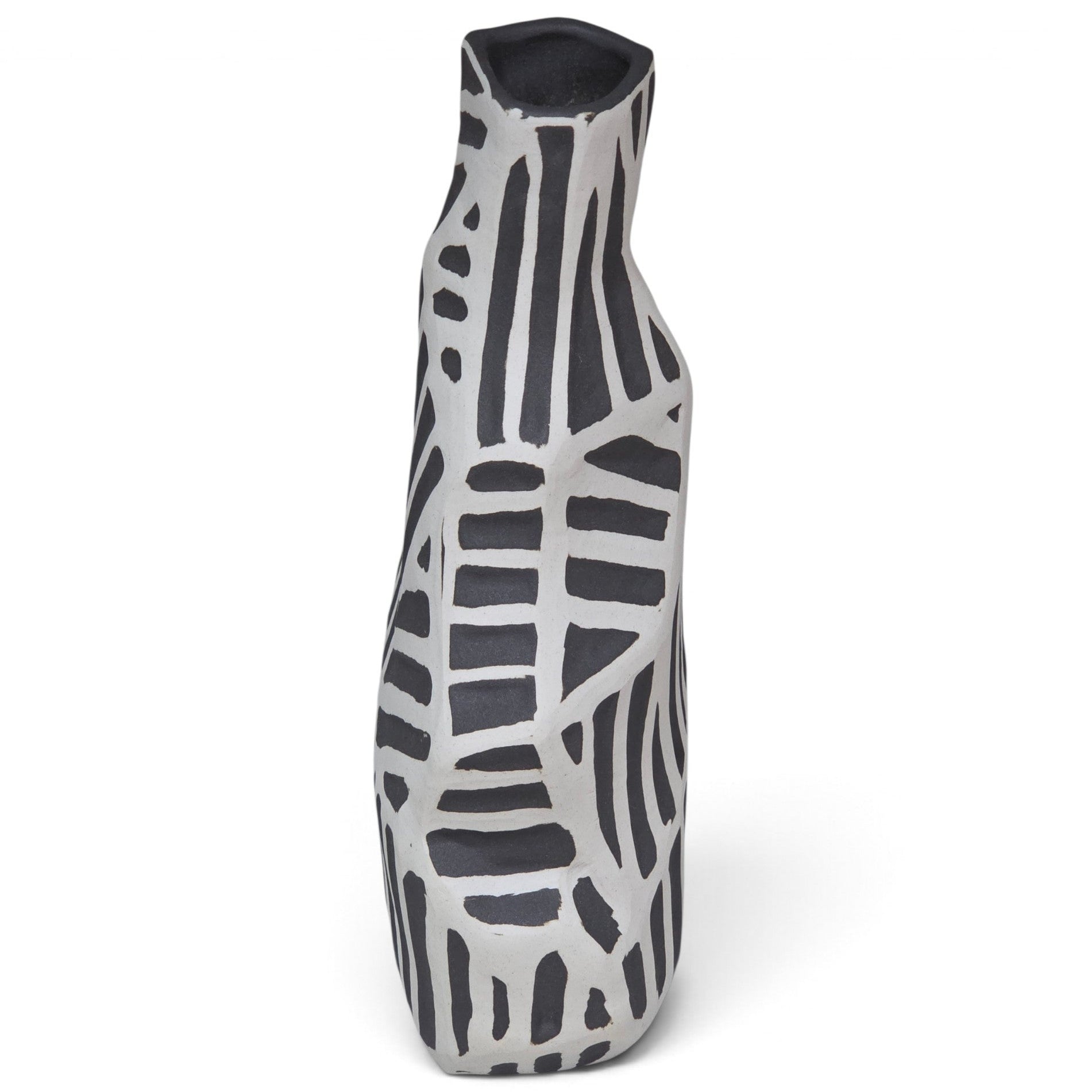 Kyro geometric vase in matte chalk and charcoal