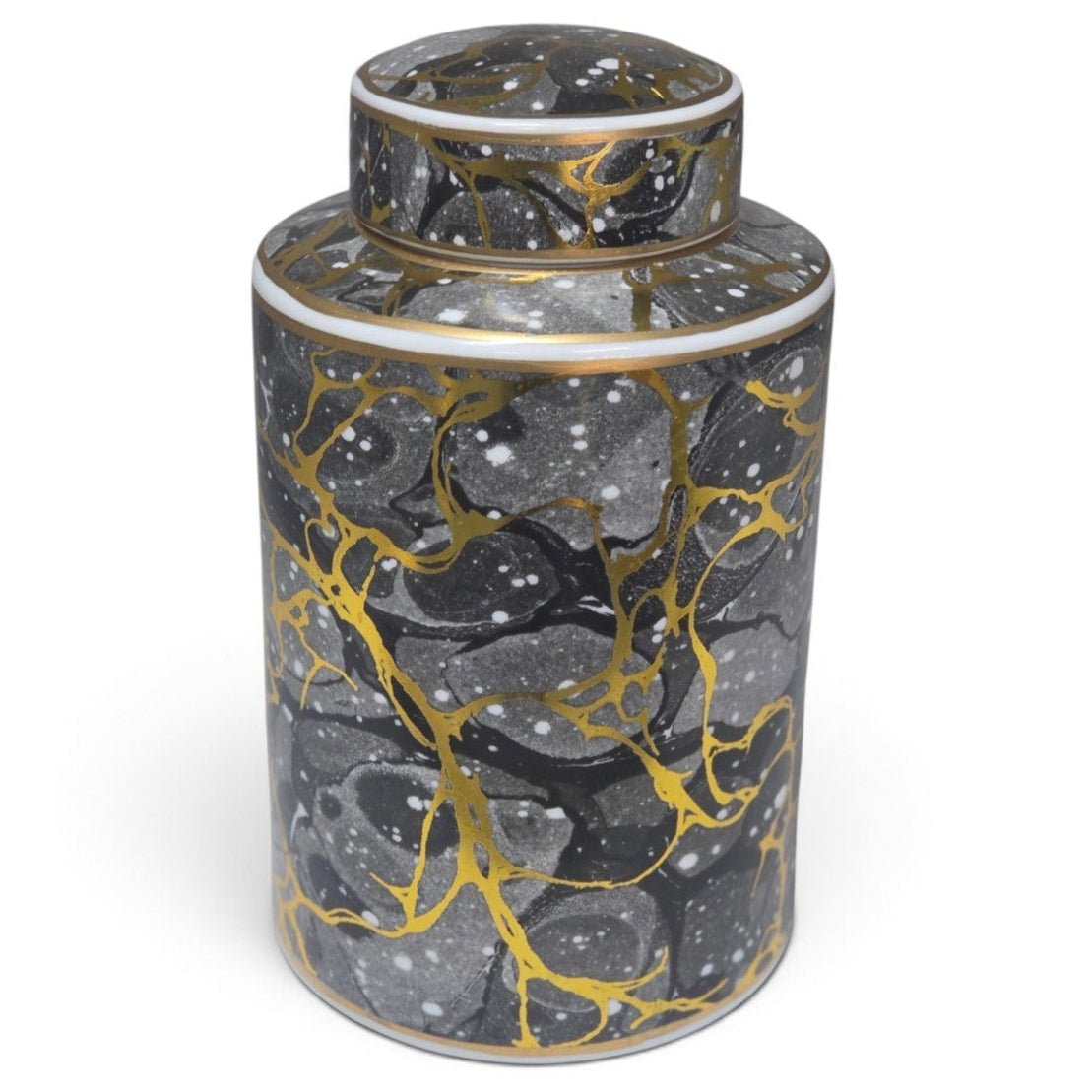 Monochrome decorative temple jar