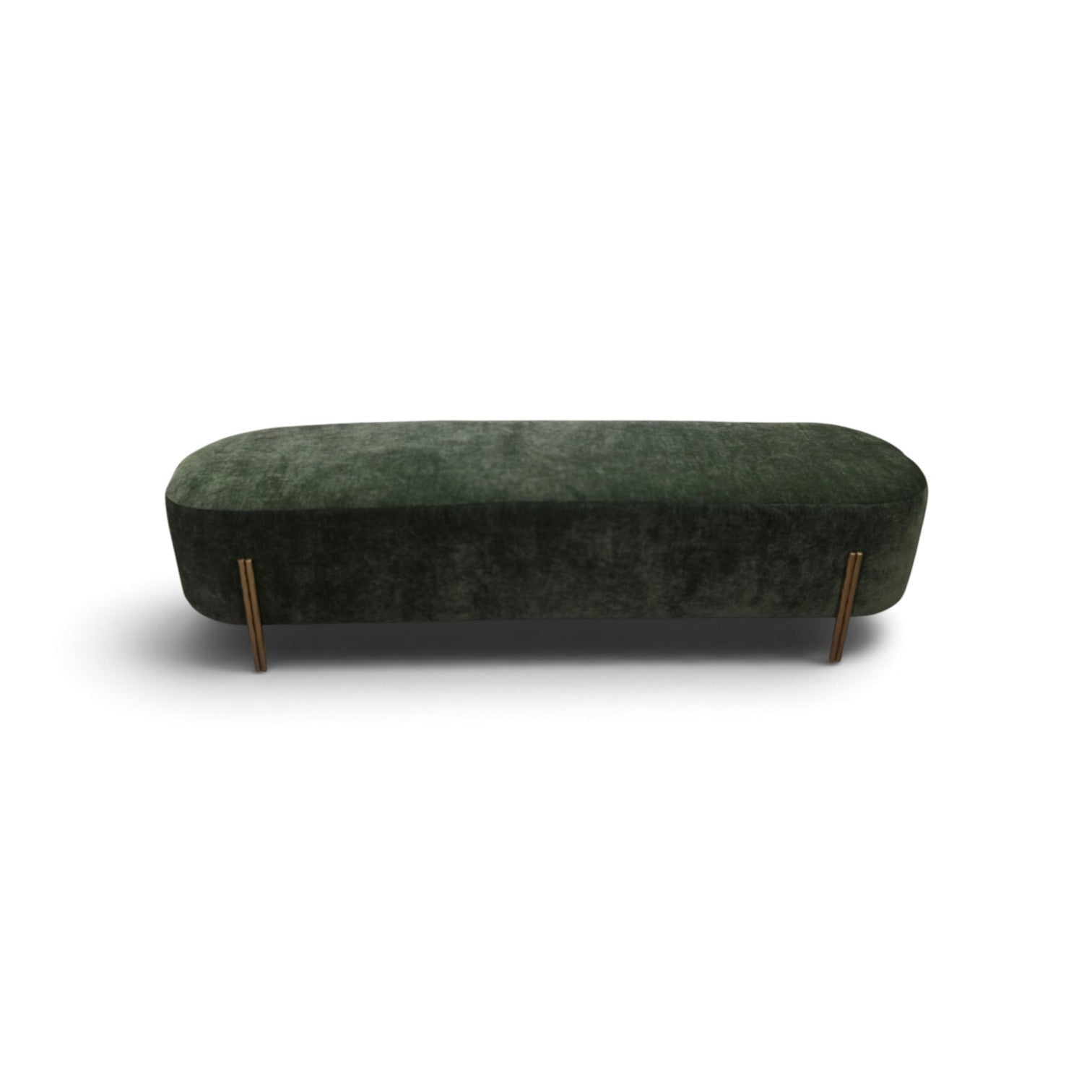 Moss and brass ottoman bench