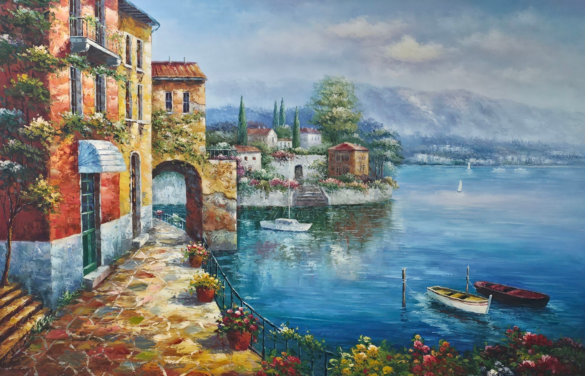 Oil painting lakes of europe