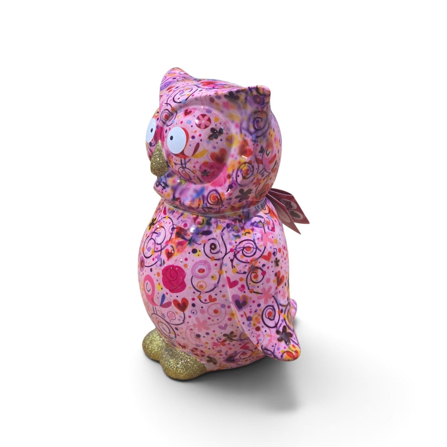 Pomme Pidou playful owl ceramic money box pink