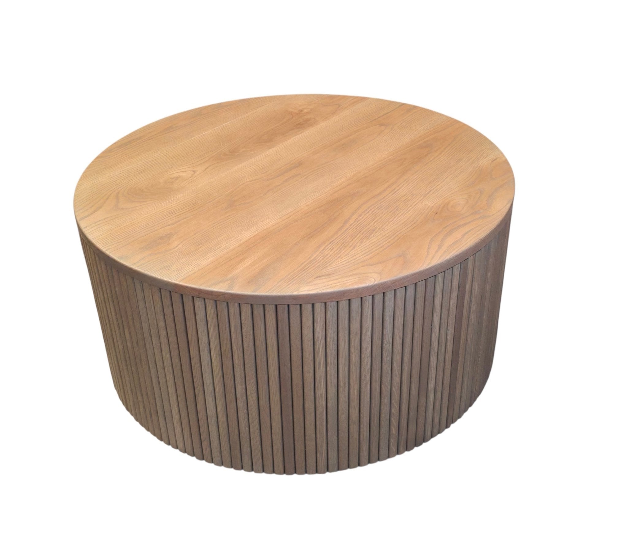 Round fluted oak coffee table
