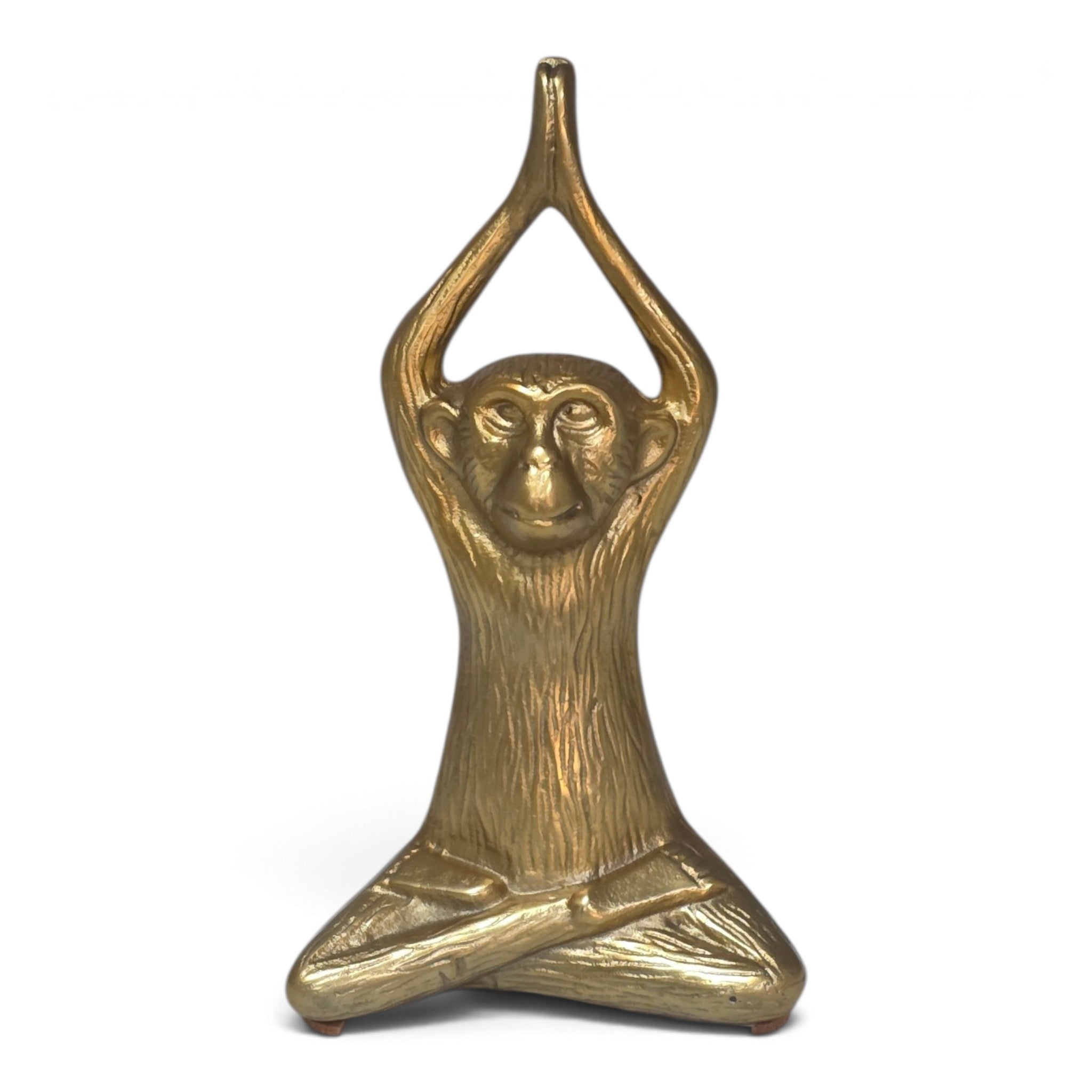 Gold finish yoga monkey sculpture